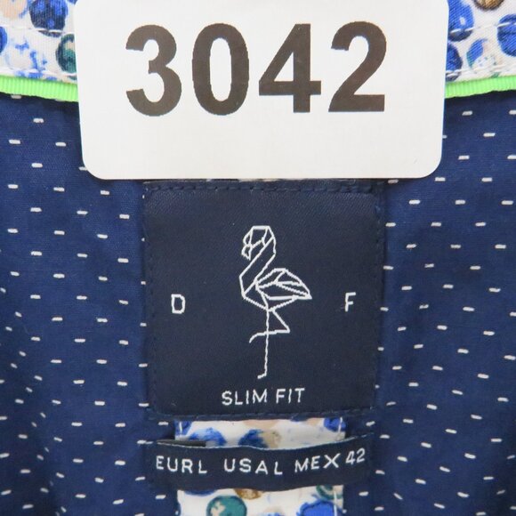 Denim & Flower*‎ Men's Short Sleeve Button Down Curved Hem Floral Shirt~ Large - Picture 3 of 11